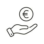 pictogramme avec une main tenant une pièce d'Euro