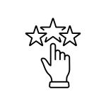 pictogramme d'une main montrant des étoiles symbolisant la qualité